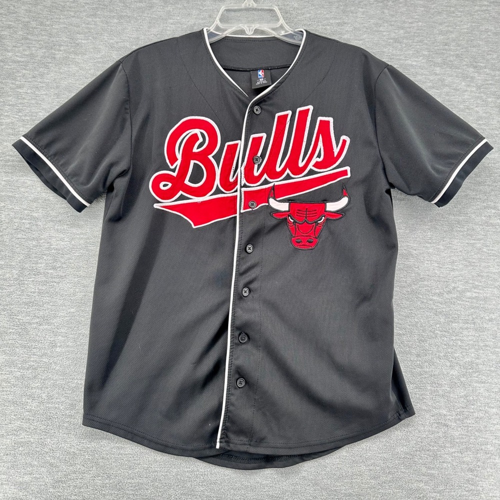 Chicago Bullsl NBA Jersey Women M Black Basketball Style Button Up Mesh 66